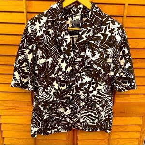 Liz Claiborne Women’s Cotton Jacket Blazer Size 8 Brown Safari Floral Career Job